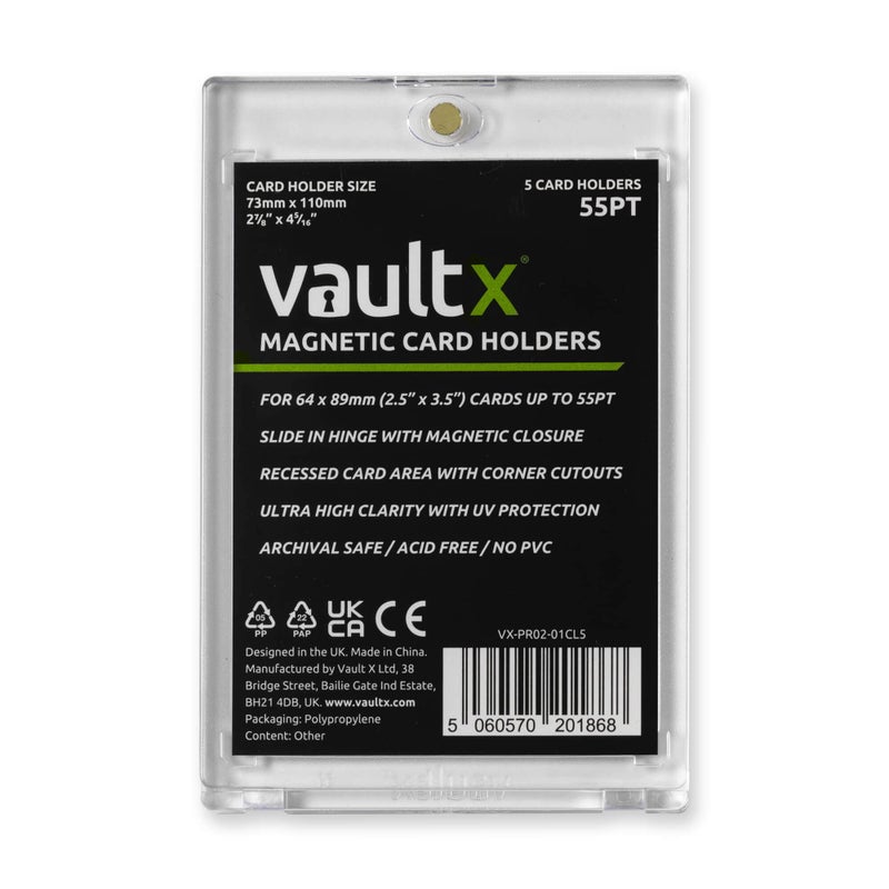 Vault X Magnetic Card Holders 55pt for Trading Cards  One Touch Hard Cases with UV Protection  Clear Display for Collectible Card Games  Sports  TCG (5 Pack) - Image 1